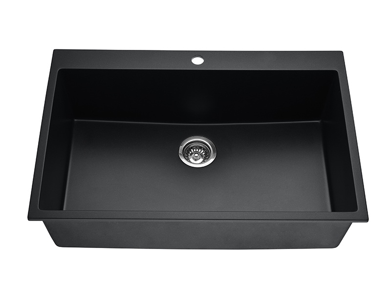 Black Quartz Deep Single Bowl Kitchen Sink