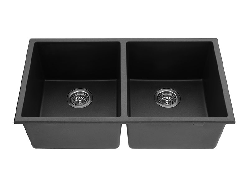 Black Double Bowl Undermount Kitchen Sink