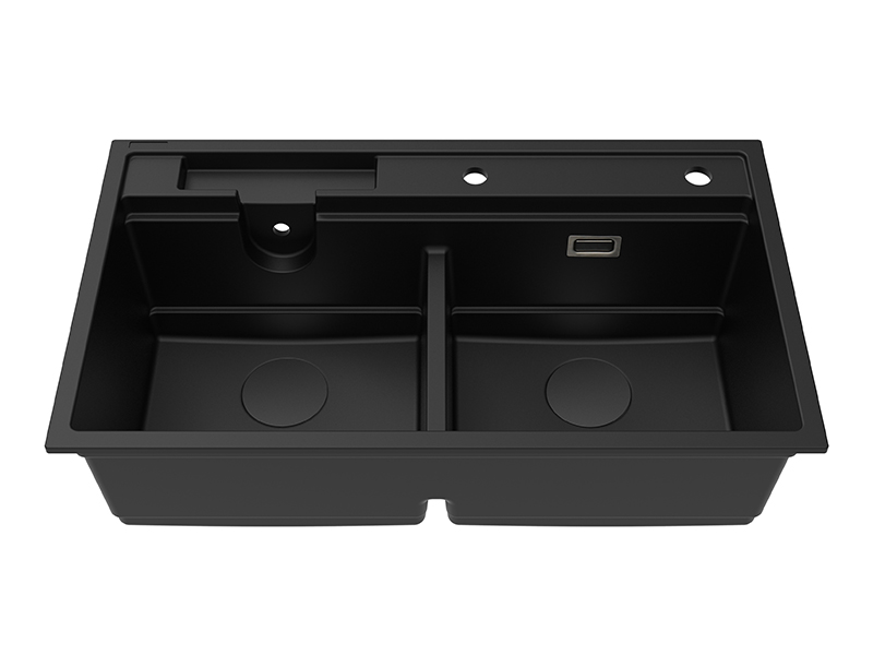 Black Overmount Double Bowl Kitchen Sink