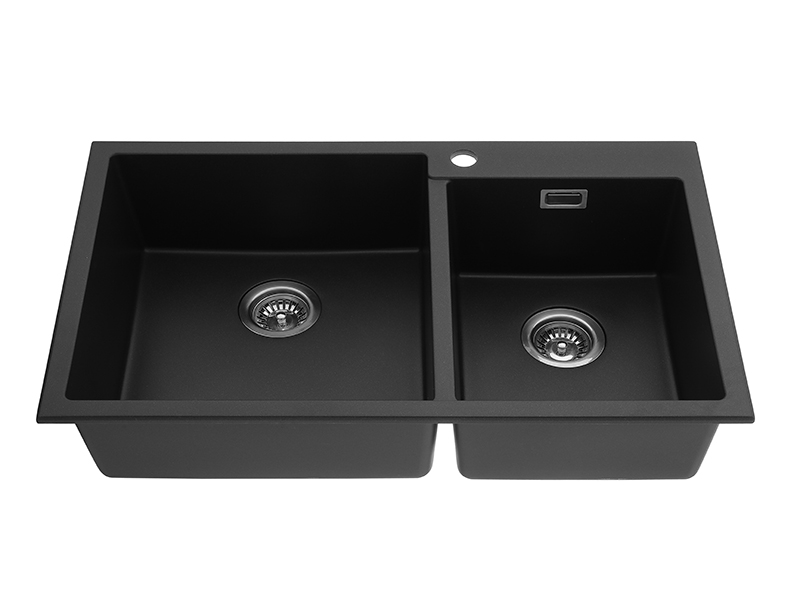 Black Quartz Large Double Bowl Kitchen Sink