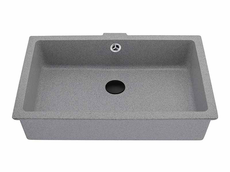 Gray Quartz Wide Rectangular Undermount Bathroom Sink