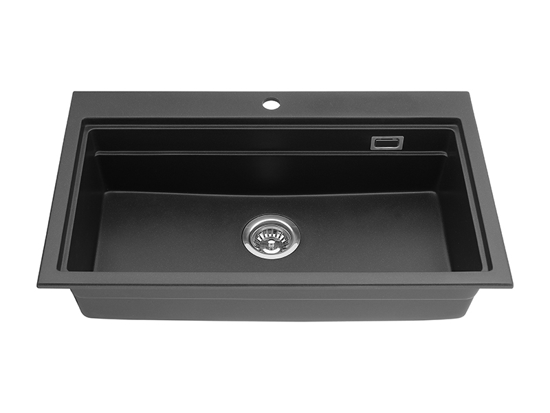 Black Quartz Single Basin Drop In Kitchen Sink