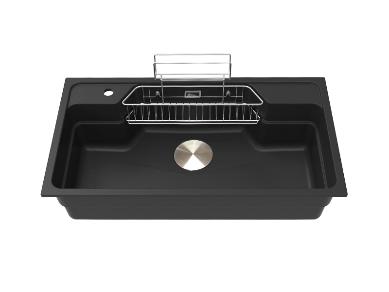 Black Quartz Top-Mounted Single Bowl Sink