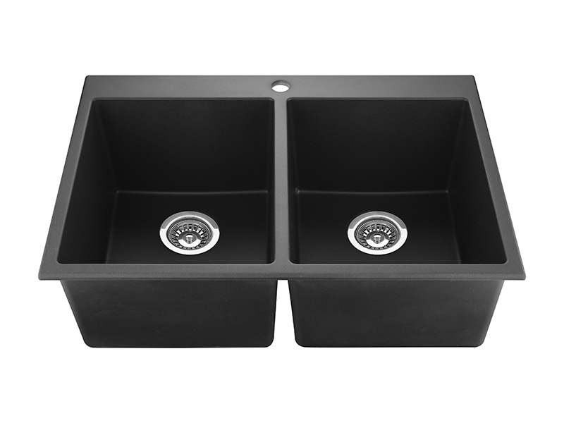 Black Quartz Double Bowl Sink