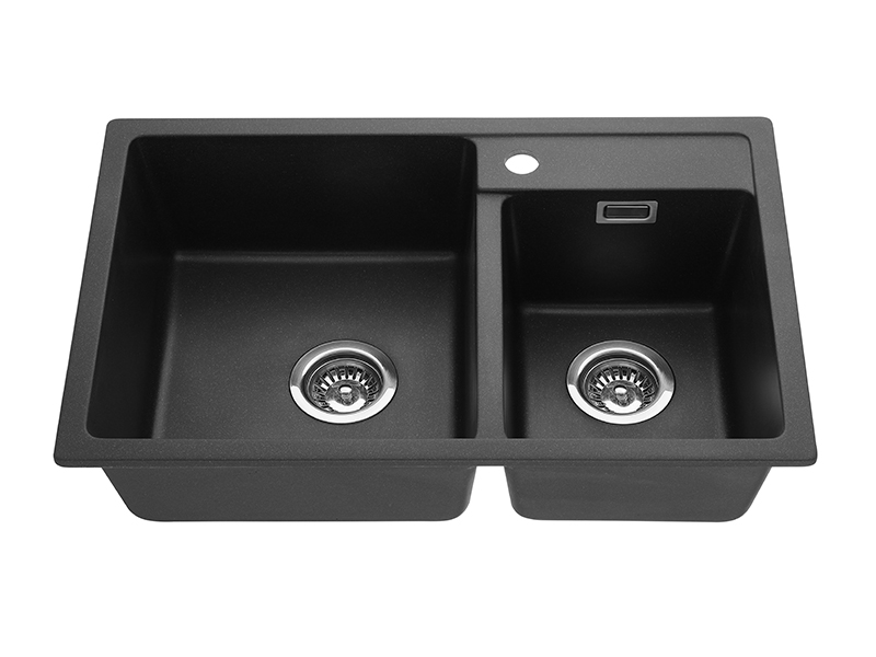 29-inch Black Quartz Double Bowl Sink