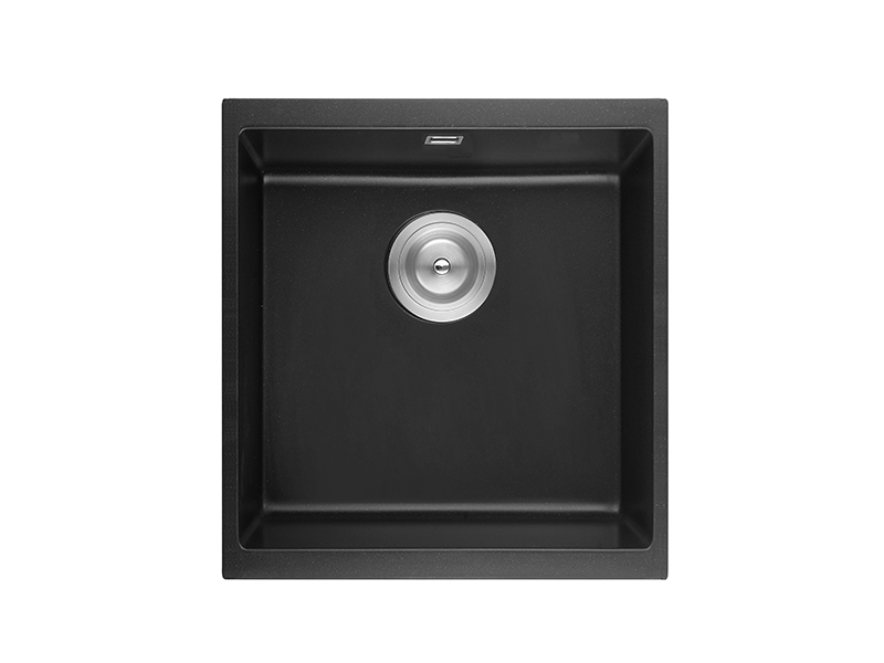 Black Quartz Rectangular Undermount Single Basin Sink