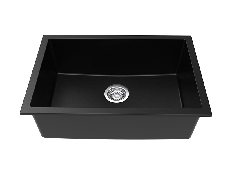 26-Inch Black Quartz One-Bowl Kitchen Sink