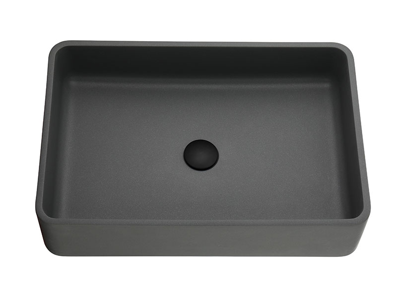 Grey Rectangular Vessel Bathroom Sink