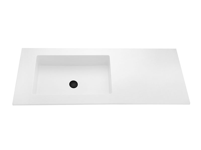 White Quartz Countertop with Built in Sink