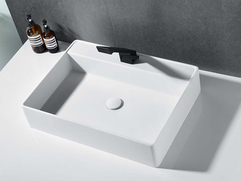 24-Inch White Rectangular Counter Top Basin