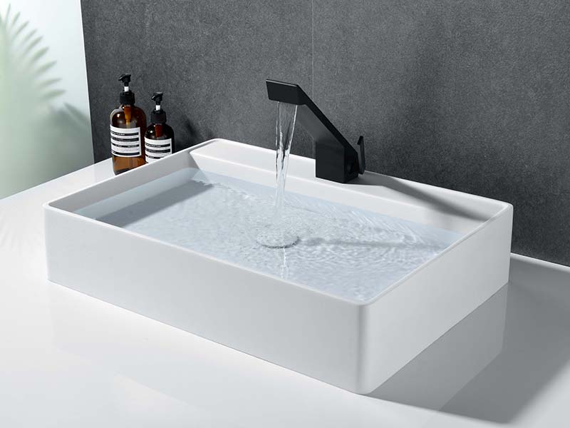 24-Inch White Rectangular Counter Top Basin