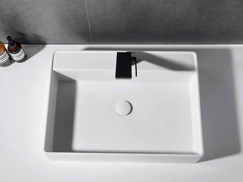 24-Inch White Rectangular Counter Top Basin